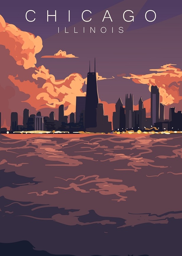 Картина на холсте Chicagi Illinois, арт hd2289101